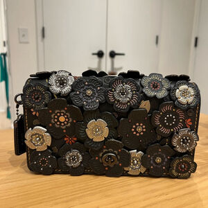 COACH 1941 Black/Purple Tea Rose Dinky 21586 Limited RARE!